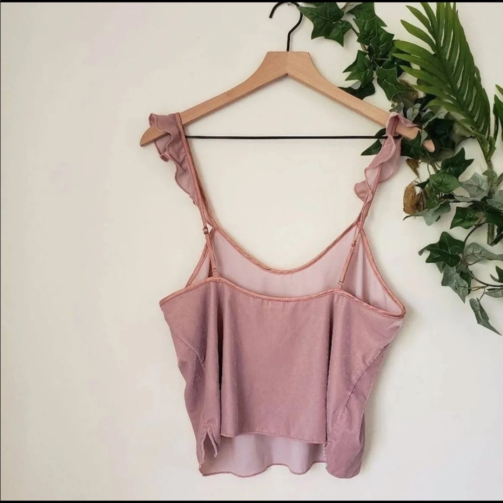 Velvet Ruffle Cami Shorts 2-Piece Pink Pajama Set - Picture 3 of 9